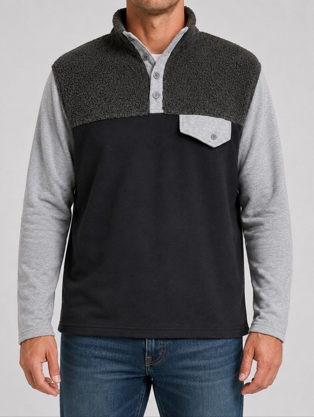Men's WEATHERPROOF VINTAGE Size Large Gray Color Block Pullover Sweatshirt NWT